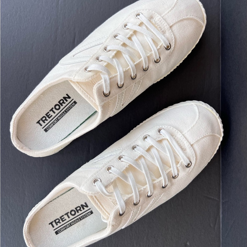 Tretorn Cream Canvas Mules - Picture 8 of 9